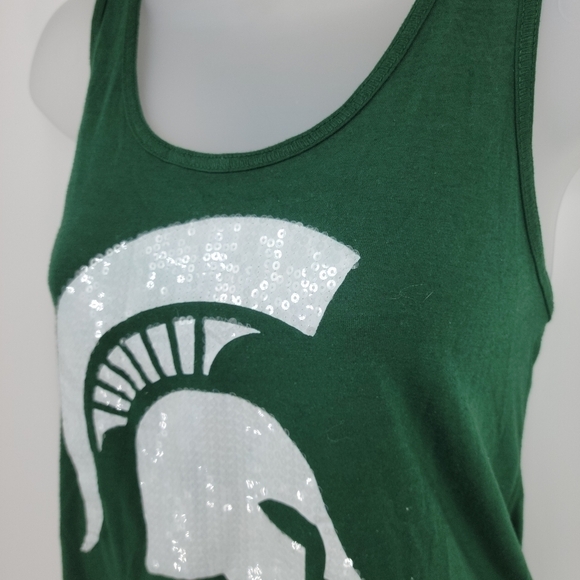 🎓Campus Heritage Michigan State Spartans womens green tank with sequins XL - Picture 2 of 6